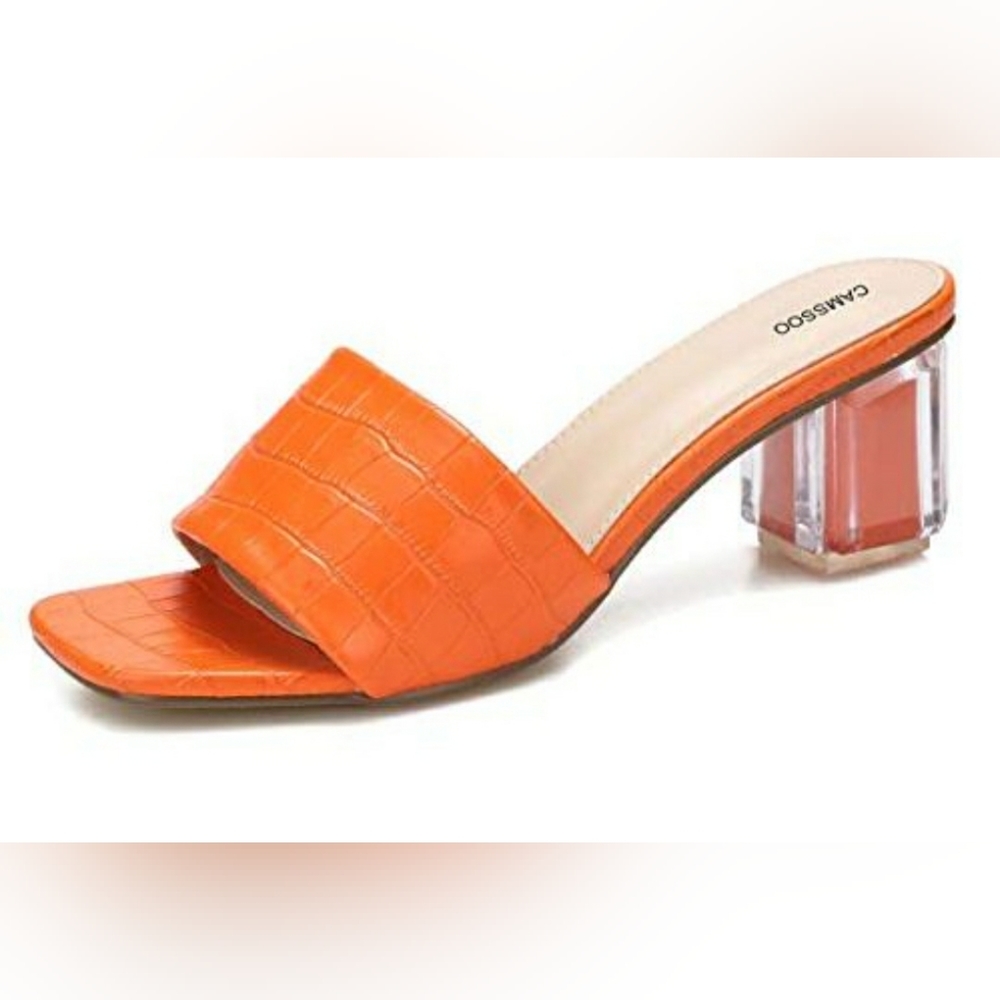 CAMSSOO BLOCK HEEL ORANGE SANDAL 👡